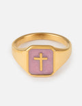 Lilac Enamel Cross Ring